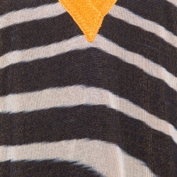 Pre Owned Missoni Mare Yellow and Brown Striped Knit V Neck Dress L