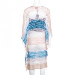 Pre Owned Missoni Mare Perforated Striped Knit V-Neck Kaftan Tunic L