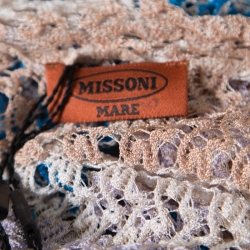 Pre Owned Missoni Mare Perforated Striped Knit V-Neck Kaftan Tunic L