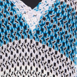 Pre Owned Missoni Mare Perforated Striped Knit V-Neck Kaftan Tunic L