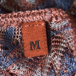 Pre Owned Missoni Mare Brown and Blue Patterned Knit Cutout Detail Beach Cover Up Maxi Dress M