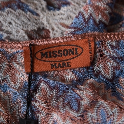Pre Owned Missoni Mare Brown and Blue Patterned Knit Cutout Detail Beach Cover Up Maxi Dress M
