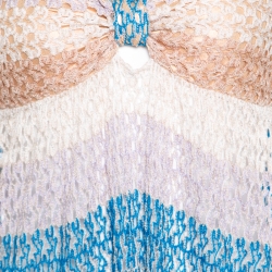 Pre Owned Missoni Mare Multicolor Perforated Knit Strapless Bandeau Dress L