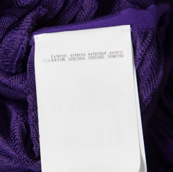 Pre Owned Missoni Mare Deep Purple Chevron Patterned Knit Fringed Maxi Cover Up Dress L