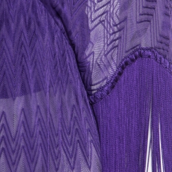 Pre Owned Missoni Mare Deep Purple Chevron Patterned Knit Fringed Maxi Cover Up Dress L