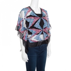 Pre Owned Missoni Black Geometric Patterned Mesh Insert Kaftan Top M