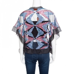 Pre Owned Missoni Black Geometric Patterned Mesh Insert Kaftan Top M