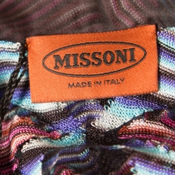 Pre Owned Missoni Black Geometric Patterned Mesh Insert Kaftan Top M