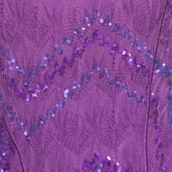 Pre Owned Missoni Purple Crochet Knit Sequin Embellished Strapless Heloise Evening Gown L