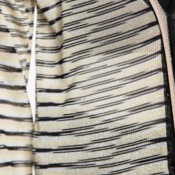 Pre Owned Missoni Yellow and Black Striped Knit Button Front Mabel Cardigan M