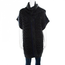 Pre Owned Missoni Multicolor Chunky Knit Scarf Detail Open Front Cardigan M