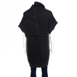 Pre Owned Missoni Multicolor Chunky Knit Scarf Detail Open Front Cardigan M