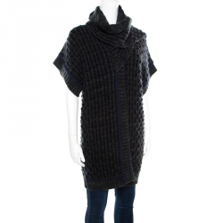 Pre Owned Missoni Multicolor Chunky Knit Scarf Detail Open Front Cardigan M