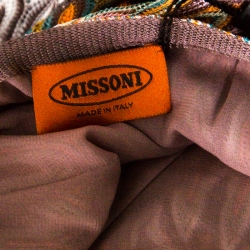 Pre Owned Missoni Multicolor Perforated Patterned Knit Fold Over Waist Detail Skirt L