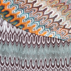 Pre Owned Missoni Multicolor Perforated Patterned Knit Fold Over Waist Detail Skirt L