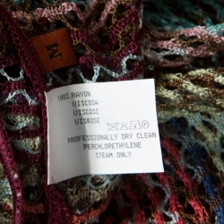 Pre Owned Missoni Multicolor Open Stripe Knit Draped Open Front Cardigan M