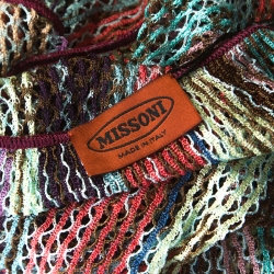 Pre Owned Missoni Multicolor Open Stripe Knit Draped Open Front Cardigan M