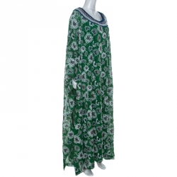 Pre Owned Missoni Green Embroidered Metallic Crochet-Knit Kaftan S