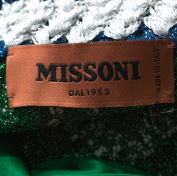 Pre Owned Missoni Green Embroidered Metallic Crochet-Knit Kaftan S
