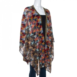Pre Owned Missoni Multicolor Lurex Chevron Knit Cloak (One Size)