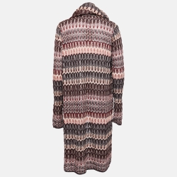 Pre Owned Missoni Multicolor Crochet Knit Open Front Cardigan M