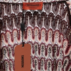 Pre Owned Missoni Multicolor Crochet Knit Open Front Cardigan M