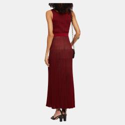 Pre Owned Missoni Red Ribbed Knit Maxi Dress M (IT 42)