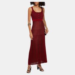 Pre Owned Missoni Red Ribbed Knit Maxi Dress M (IT 42)