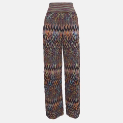 Pre Owned Missoni Multicolor Patterned Wool Knit Palazzo Pants M