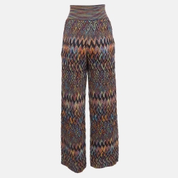 Pre Owned Missoni Multicolor Patterned Wool Knit Palazzo Pants M
