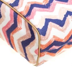 Pre Owned Missoni Multicolor/Beige Printed Canvas and Leather Tote