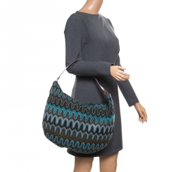 Pre Owned Missoni Green/Multicolor Fabric Weave Hobo