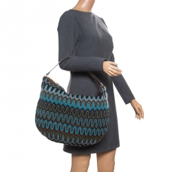 Pre Owned Missoni Green/Multicolor Fabric Weave Hobo