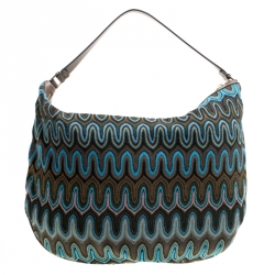 Pre Owned Missoni Green/Multicolor Fabric Weave Hobo