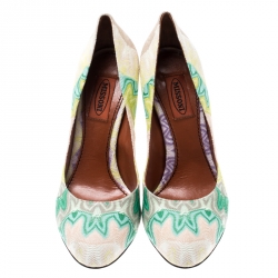 Pre Owned Missoni Multicolor Knit Fabric Pumps Size 38