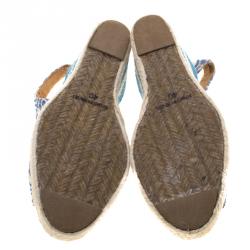 Pre Owned Missoni Two Tone Knit Fabric Espadrille Wedge Slingback  Sandals Size 40