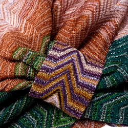 Pre Owned Missoni Mare Multicolor Zig Zag Pattern Lurex Knit Beach Turban