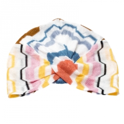 Pre Owned Missoni Multicolor Zig Zag Pattern Knit Turban M