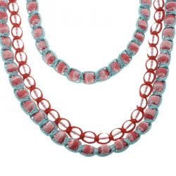 Pre Owned Missoni Multicolor Fabric Bead Braided Triple Rope Necklace