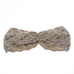 Pre Owned Missoni Ivory Lurex Feathered Crochet Knit Headband 