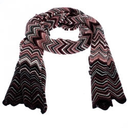Pre Owned وشاح ميزوني نمط متعرج تريكو صوف متعدد الألوان