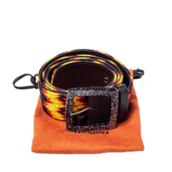 Missoni Multicolour Fabric and Leather Buckle Belt 75 CM