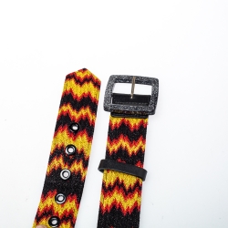 Missoni Multicolour Fabric and Leather Buckle Belt 75 CM