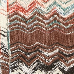 Pre Owned Missoni Multicolor Chevron Knit Cotton Blend Scarf