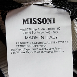 Pre Owned Missoni Monochrome Striped Knit & Satin Asymmetric Dress M
