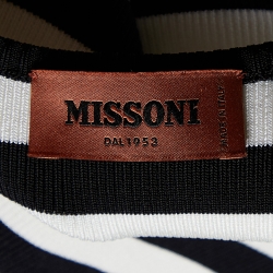 Pre Owned Missoni Monochrome Striped Knit & Satin Asymmetric Dress M