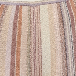 Pre Owned Missoni Pink Striped Lurex Knit Wide-Leg Trousers M