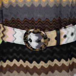Pre Owned Missoni Multicolor Wool Wave Pattern Belted Dress L