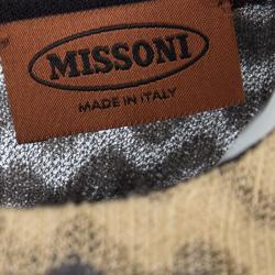 Pre Owned Missoni Multicolor Wool Wave Pattern Belted Dress L