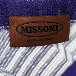 Pre Owned Missoni Purple and White Woven Sleeveless V-Neck A-Line Dress M